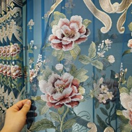 Cortina De Luxo Europeia Feita Sob Medida, Elegante, Com Bordado Floral, Para Sala De Estar