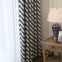 Cortinas Jacquard De Luxo Onduladas Listradas Blackout Para Sala De Estar