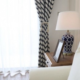 Cortinas Jacquard De Luxo Onduladas Listradas Blackout Para Sala De Estar