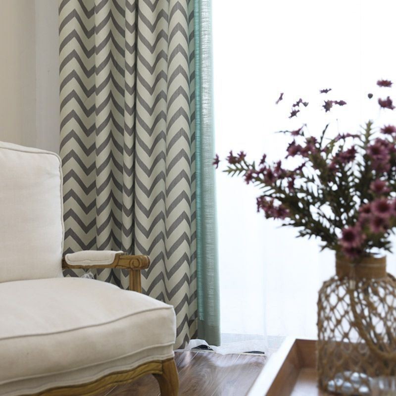 Cortinas Jacquard De Luxo Onduladas Listradas Blackout Para Sala De Estar