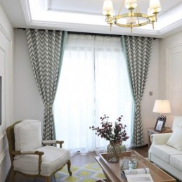 Cortinas Jacquard De Luxo Onduladas Listradas Blackout Para Sala De Estar