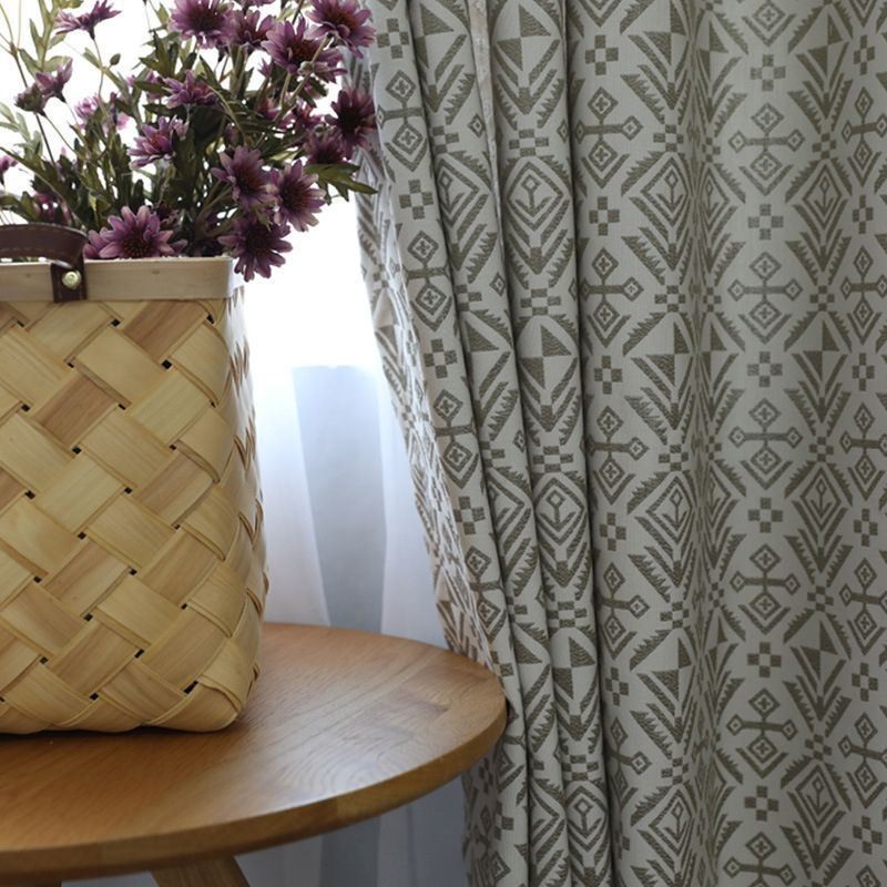 Cortinas Jacquard De Luxo Geométricas Blackout Para Sala De Estar