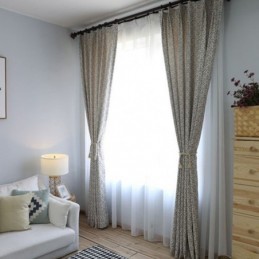 Cortinas Jacquard De Luxo Geométricas Blackout Para Sala De Estar