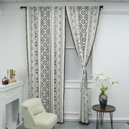 Cortina Estilo Boêmio Feita Sob Medida, Cortinas Com Borlas Geométricas Para Quarto E Sala De Estar