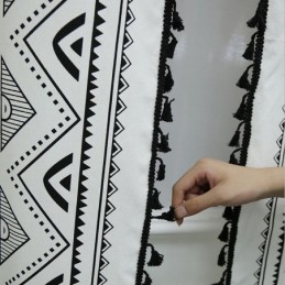 Cortina Estilo Boêmio Feita Sob Medida, Cortinas Com Borlas Geométricas Para Quarto E Sala De Estar