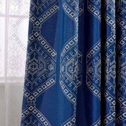 Cortina Blackout Moderna Max Feita Sob Medida Com Bordado Geométrico Para Quarto