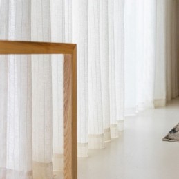 Cortinas Transparentes Listradas Em Jacquard E Tule Voile Sólido Para Sala De Estar