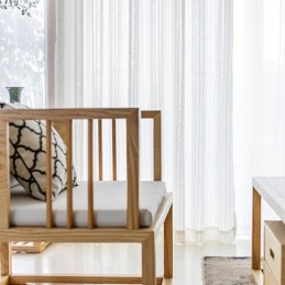 Cortinas Transparentes Listradas Em Jacquard E Tule Voile Sólido Para Sala De Estar
