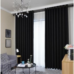 Cortina Blackout De Flanela Preta Sob Medida, Tecido Sólido Minimalista, Sala De Estar E Quarto