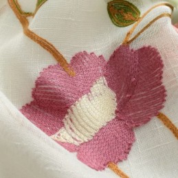 Cortina De Voile Minimalista Moderna Feita Sob Medida, Painel De Cortina De Linho, Janela Transparente, Bordado De Folhas Rosa, Uma