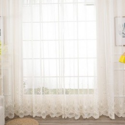Cortina Decorativa Transparente Sob Medida, Cortina Com Planta, Tule Bordado, Sala De Estar, Quarto