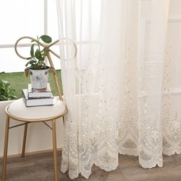 Cortina Decorativa Transparente Sob Medida, Cortina Com Planta, Tule Bordado, Sala De Estar, Quarto