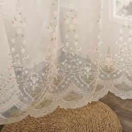 Cortina Decorativa Transparente Sob Medida, Cortina Com Planta, Tule Bordado, Sala De Estar, Quarto