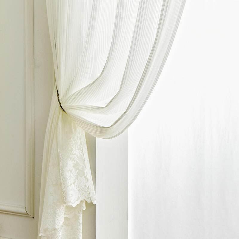 Cortina Transparente De Renda De Cor Sólida Feita Sob Medida, Painel De Cortina De Voile, Janela Saliente Para Quarto