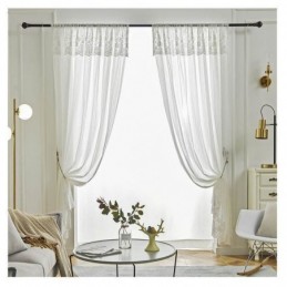 Cortina Transparente De Renda De Cor Sólida Feita Sob Medida, Painel De Cortina De Voile, Janela Saliente Para Quarto