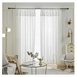 Cortina Transparente De Renda De Cor Sólida Feita Sob Medida, Painel De Cortina De Voile, Janela Saliente Para Quarto