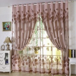 Cortina De Voile Minimalista Feita Sob Medida Painel De Cortina Folhas Refrescantes Jacquard