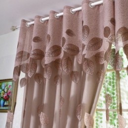 Cortina De Voile Minimalista Feita Sob Medida Painel De Cortina Folhas Refrescantes Jacquard