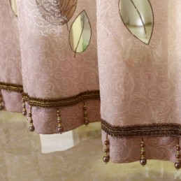 Cortina De Voile Minimalista Feita Sob Medida Painel De Cortina Folhas Refrescantes Jacquard