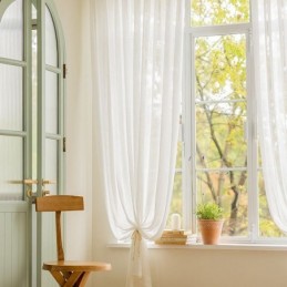 Cortinas Transparentes Brancas Modernas De Tule Com Folhas Para Sala De Estar E Quarto
