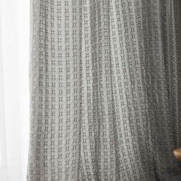 Cortina De Tule Xadrez Nórdico Feita Sob Medida, Malha De Urdidura Transparente Para Sala De Estar