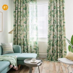 Cortina Rural Americana Feita Sob Medida Para Quarto, Tecido Verde De Proteção Ambiental Impresso