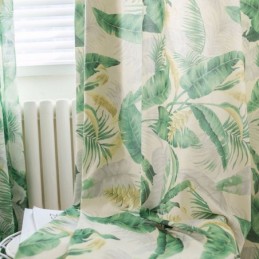 Cortina Rural Americana Feita Sob Medida Para Quarto, Tecido Verde De Proteção Ambiental Impresso