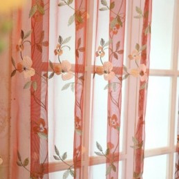 Cortina Transparente Estilo Pastoral Feita Sob Medida Cortina Fresh Ventilate Bordada Sala De Estar