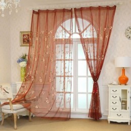 Cortina Transparente Estilo Pastoral Feita Sob Medida Cortina Fresh Ventilate Bordada Sala De Estar