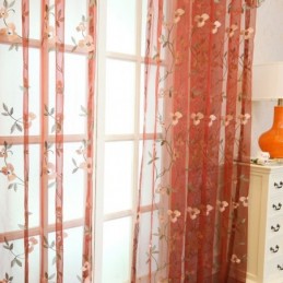 Cortina Transparente Estilo Pastoral Feita Sob Medida Cortina Fresh Ventilate Bordada Sala De Estar
