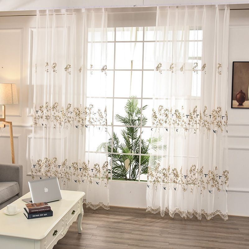Cortina Decorativa Transparente Feita Sob Medida, Cortina De Tule Bordado, Sala De Estar, Quarto