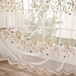 Cortina Decorativa Transparente Feita Sob Medida, Cortina De Tule Bordado, Sala De Estar, Quarto