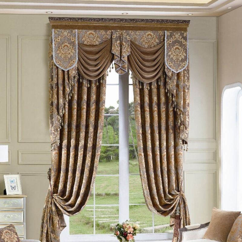 Cortina De Janela De Luxo Em Chenille Jacquard Feita Sob Medida, Design Elegante Para Decoração De Quarto
