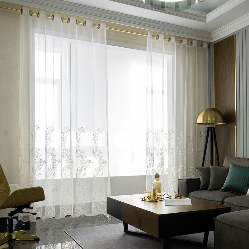 Cortina Decorativa Transparente Feita Sob Medida, Cortina De Tule Bordado, Sala De Estar, Quarto