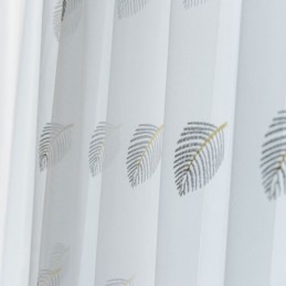 Cortina Nórdica Simples E Transparente Sob Medida, Cortina Com Bordado Branco De Folhas Rurais, Tecido Para Quarto E Sala De Estar