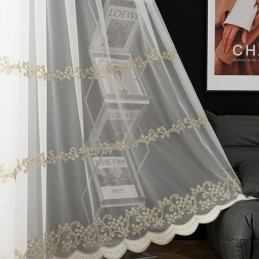 Cortina Transparente Minimalista Moderna Feita Sob Medida, Cortinas De Tule Bordado Para Sala De Estar E Quarto