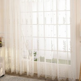 Cortina Decorativa Transparente Feita Sob Medida, Tule Bordado Para Sala De Estar