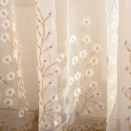 Cortina Decorativa Transparente Feita Sob Medida, Tule Bordado Para Sala De Estar
