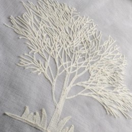 Cortina Transparente Respirável Feita Sob Medida Com Textura De Árvore E Bordado Para Sala De Estar