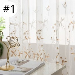 Cortinas Decorativas Modernas Transparentes Feitas Sob Medida, Cortinas De Tule Bordado Com Plantas Para Quarto