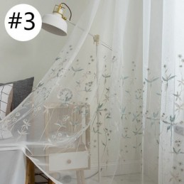 Cortinas Decorativas Modernas Transparentes Feitas Sob Medida, Cortinas De Tule Bordado Com Plantas Para Quarto