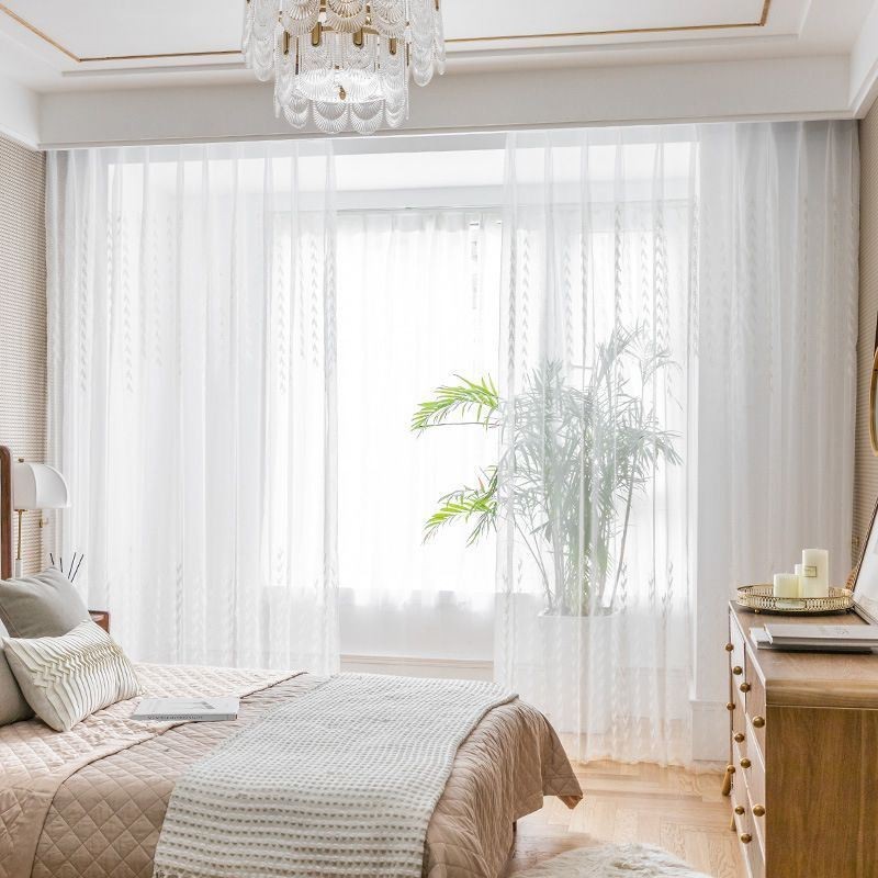 Cortinas Transparentes Bordadas Europeias, Painel De Voile, Para Sala De Estar E Quarto