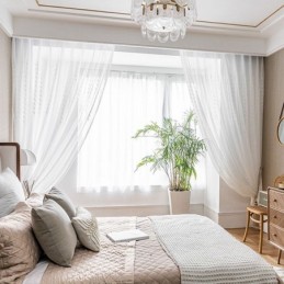 Cortinas Transparentes Bordadas Europeias, Painel De Voile, Para Sala De Estar E Quarto