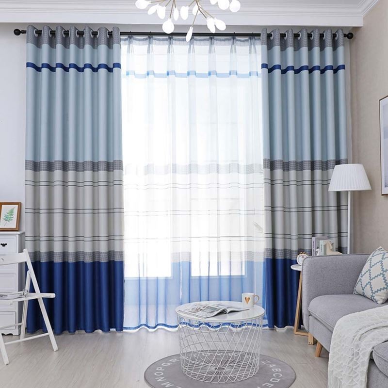 Cortina Blackout Nórdica Feita Sob Medida Com Listras Estampadas Para Quarto