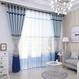 Cortina Blackout Nórdica Feita Sob Medida Com Listras Estampadas Para Quarto