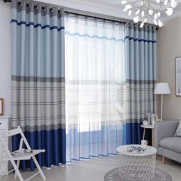 Cortina Blackout Nórdica Feita Sob Medida Com Listras Estampadas Para Quarto