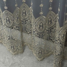 Cortina De Tule Geométrica Sob Medida Cortina Nórdica Bordada Delicada Para Janela Tenda