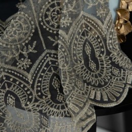 Cortina De Tule Geométrica Sob Medida Cortina Nórdica Bordada Delicada Para Janela Tenda