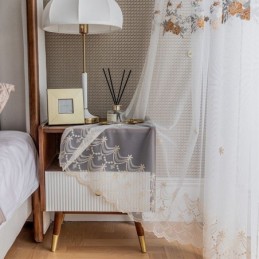 Cortinas De Tule Floral Voile Branco Transparente Para Sala De Estar