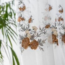 Cortinas De Tule Floral Voile Branco Transparente Para Sala De Estar